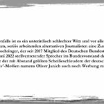 Hat Peter Boehringer (AfD) seinen Verstand verloren oder senkt er das Niveau mit Absicht?